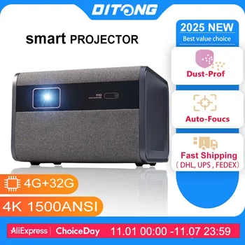 DITONG 2025 NEW  J10 projector Native 1080P Autofocus 4k HD video outdoor mobile phone Android smart home theater LED projector