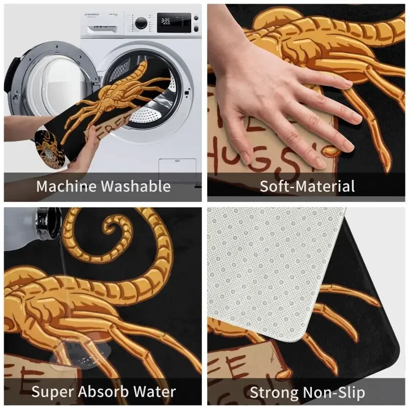 Free Hugs Front Door Mat Anti-Slip Outdoor Quick Dry Facehugger Alien Xenomorph Doormat Garden Garage Entrance Rug Carpet anti slip doormat