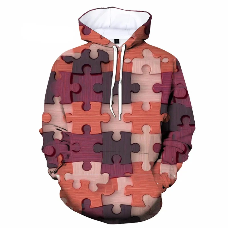 thumbnail image 1 of Sudadera con capucha con estampado 3D de rompecabezas colorido para hombre, sudadera con patrón de personalidad, moda de otoño, jersey de calle fresco, manga larga suelta, 1 of 4