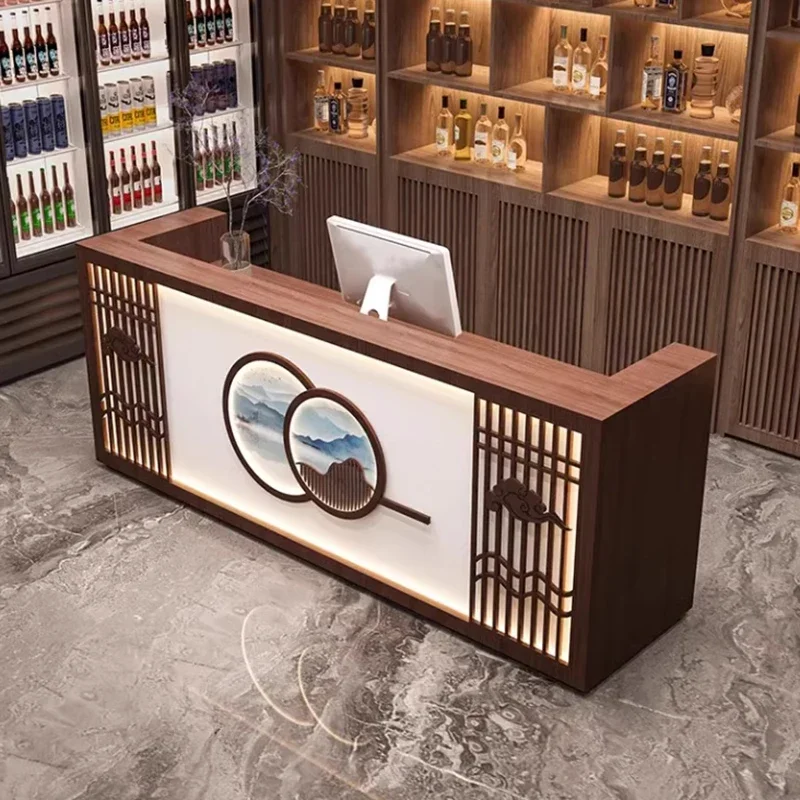Design Professional Reception Desks Aesthetics Display Vintage Reception Desk Luxury Unique Mostrador Commercial Furniture