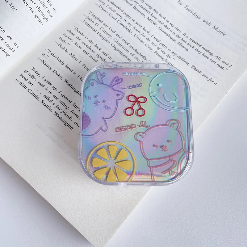 DUOXIU1set Portable Super cute mini Contact Lenses Box Lens With makeup mirror remover Color eye storage box suit ping contact lenses tools