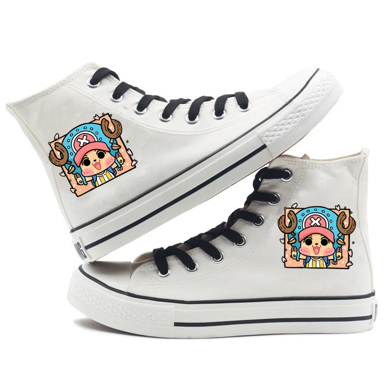 thumbnail image 1 of Zapatillas de lona de caña alta de One Piece Luffy Zoro Chopper Nami Sanji, zapatillas casuales de dibujos animados para parejas, zapatillas de estudiante, periféricos de animación, 1 of 4
