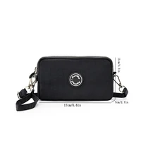 Fashion pure color three zipper large capacity women's shoulder bag portable popular zipper coin purse mobile phone wallet - Image 4