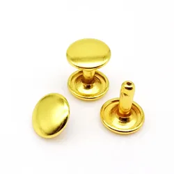 50 - Pack High - Quality Metal Double Cap Round Rivets with Tool - Ideal for Leatherwork and Crafting (Golden no tools)