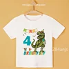 New Boy/Girl Cartoon Dinosaur Print Number Name T-Shirt Kids Cute Birthday Gift Clothes Baby Dinosaur Cartoon T-Shirt 2