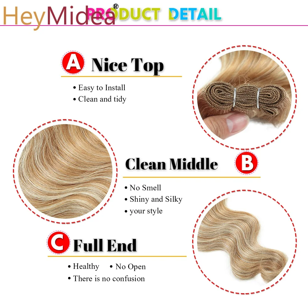Body Wave Hair Bundles Weft Hair Piano Ombre Blonde Natural Synthetic Hair Extensions Thick Ponytail Loose Deep Hair Weaving 4