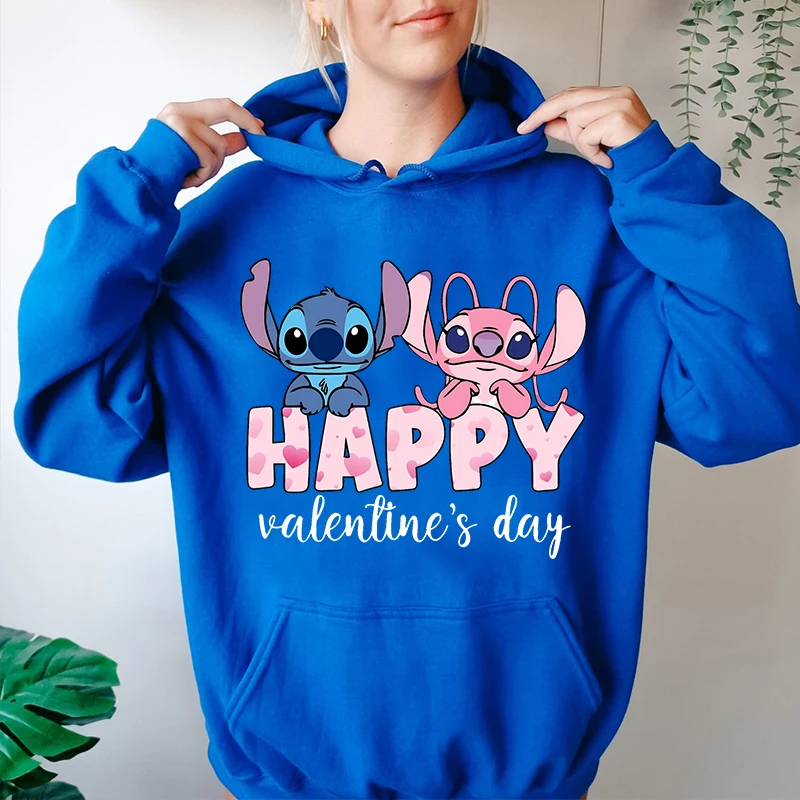 Stitch Valentine Hoodies Women's Casual Sweatshirt Loose Top Personalized Clothing Valentine's Day Gift 3