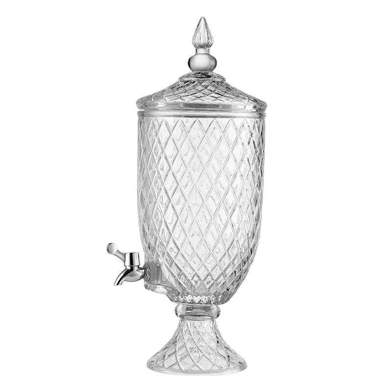 European Style Lead-free Glass Beer Kettle Juice Bucket with Faucet Hotel KTV Bar Cold Water Bottle Beverage Kettle Clear Glass