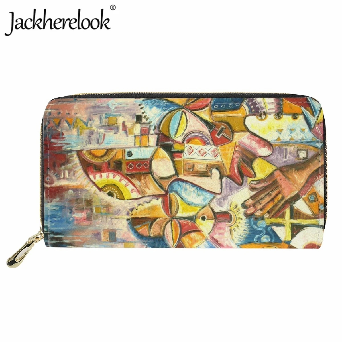 Jackherelook Trendy Nigerian Art Pattern Print Long Wallet Ladies Luxury Purse Casual Travel Card Holder Wallet Women Card Bag