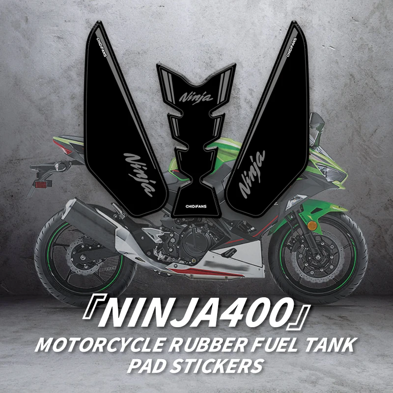 For KAWASAKI NINJA400 Bike Gas Tank Pad Rubber Decoration Decals Of Motorcycle Accessories Fuel Tank Protection Stickers Kit