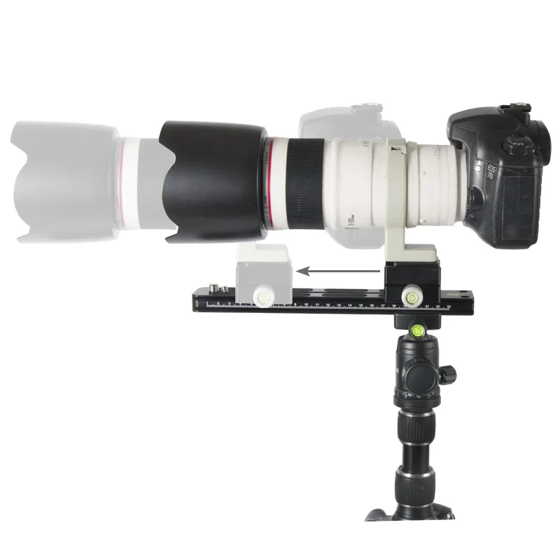 Braçadeira Dupla para Lente Telefoto Montagem Adaptador Câmera Slide Rail Dslr Tripé Bola Cabeça Release - Image 3
