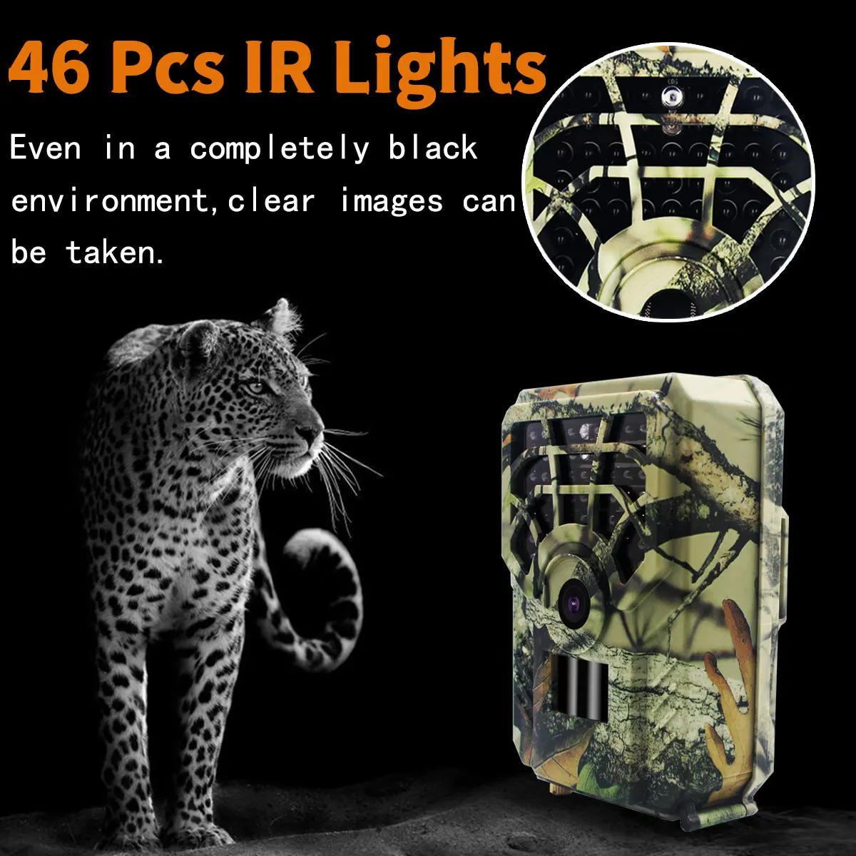 16 Million 1080P HD Infrared Camera, Outdoor Hunting Camera, Ultra-long Standby, 46-cell Night Vision, Waterproof Snapshot