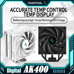 DeepCool AK400 Digital Display White/Black CPU Cooler 6 Heat 1700 Pin Nickel Plated Pipe Silent FDB Fan ARGB