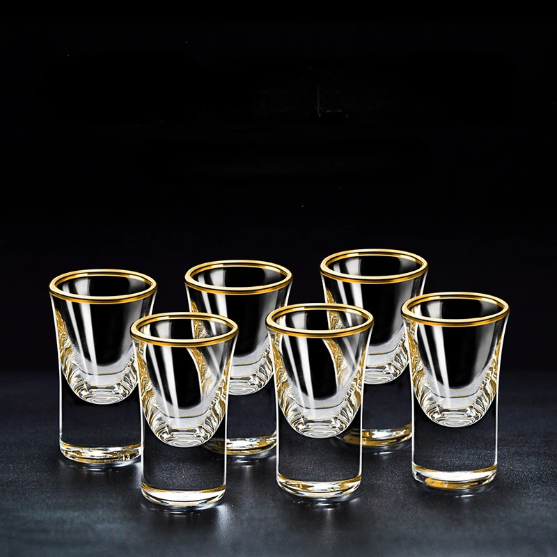 Wine Cup Wine Glass Spirits Cup Drinking Glasses Gold Foil Color Baijiu Cup Household Creative Small Wine Cup One Glass Gilt Edged Cups Wine Dispenser Chinese Spirits Cups
