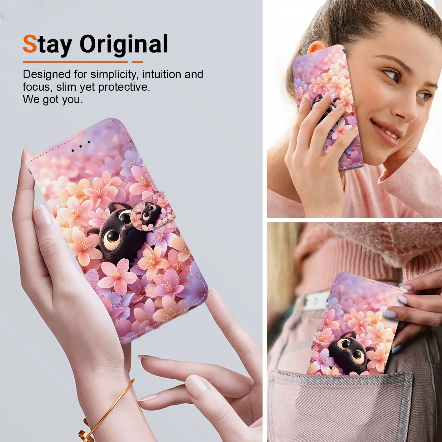 Leather Phone Case with Card Slot Wallet Cover