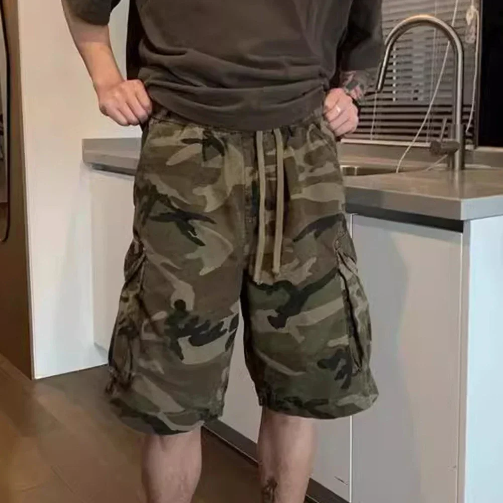 Men Summer Vintage Workwear Style Camouflage Fit Cargo Shorts Fashion Streetwear 4