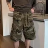 Men Summer Vintage Workwear Style Camouflage Fit Cargo Shorts Fashion Streetwear 4