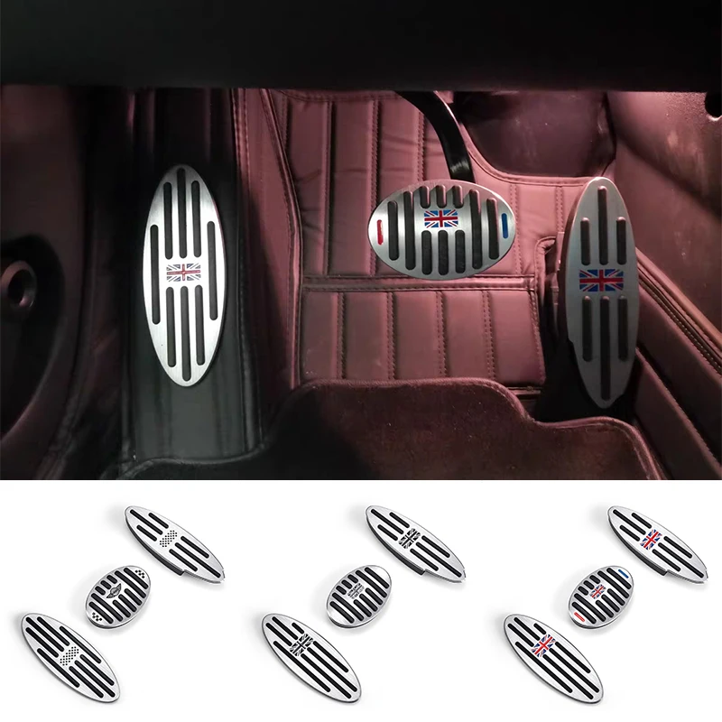Car Foot Pedal Pads Covers For Mini One+S R50 R53 R55 R56 R60 R61 F55 F56 F54 F60 Aluminum Alloy Accelerator Brake Rest Pedal