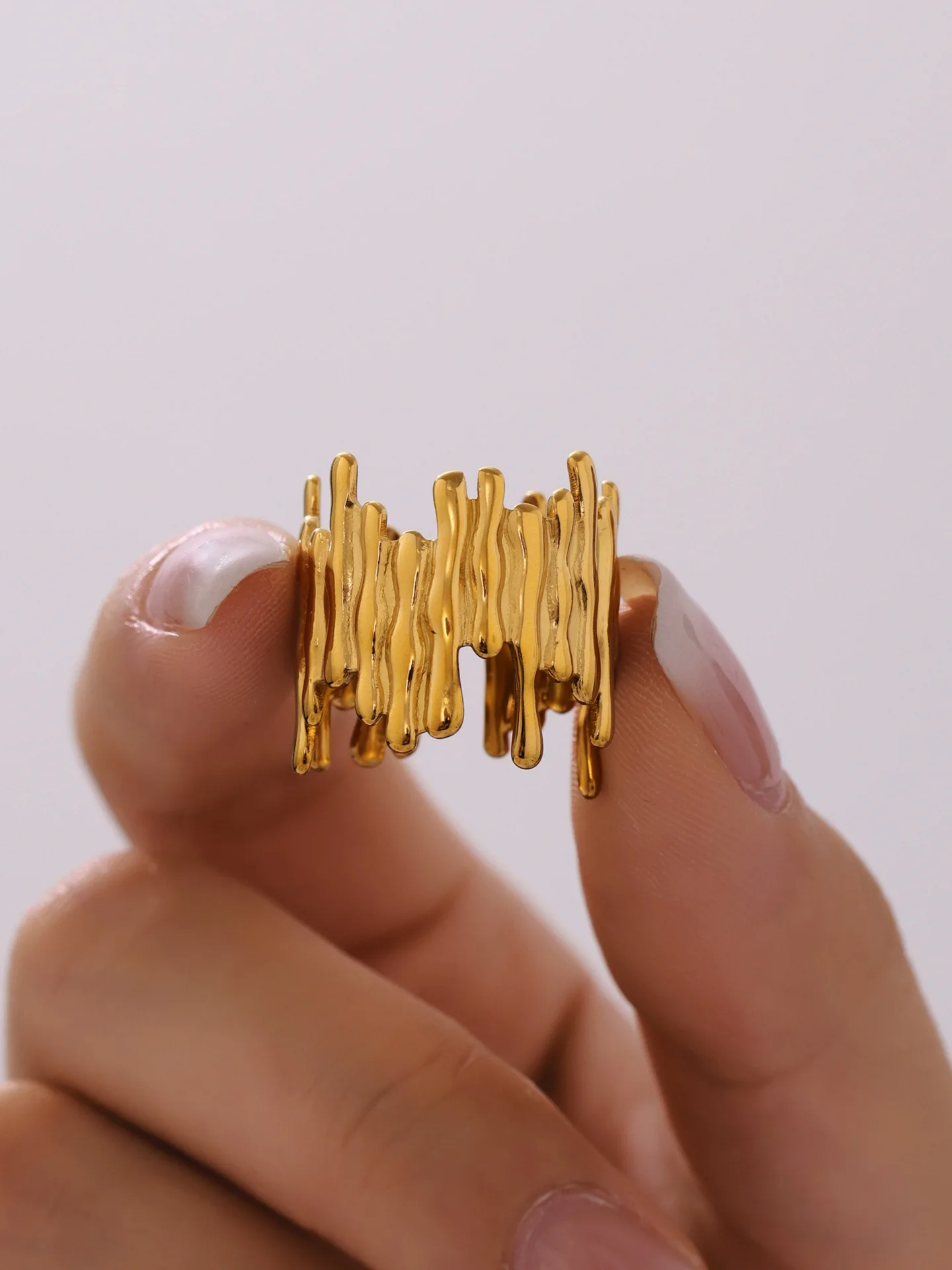 Mode Gold Farbe Silber Offenen Ring frauen 316 Edelstahl Vergoldet Personalisierte Ring Paar Wasserdicht Schmuck Geschenk – Detail 4