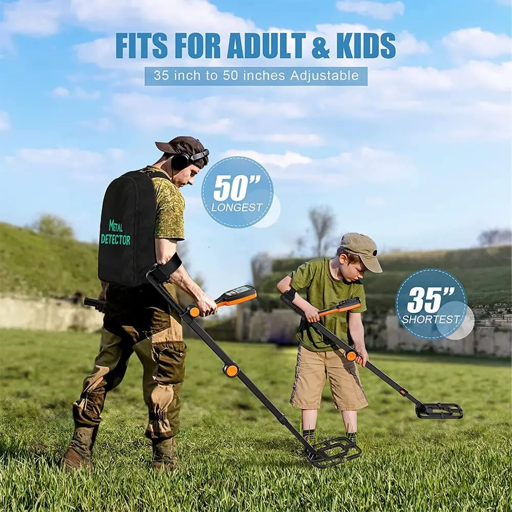 TX-640 Foldable Underground Metal Detector Adjustable Folding Metal Detector with High Accuracy Waterproof Search Coil LCD 6