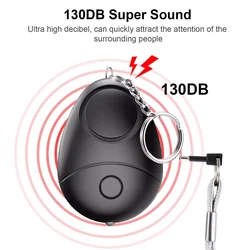 Self-defense Siren 130dB Egg-shaped Girl Women Security Protection Alarm Personal Safety Scream Big Keychain Emergency Alarm