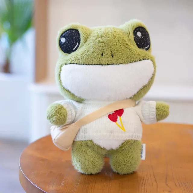 29cm Cute Soft Big Eyes Frog Plush Doll Stuffed Animals Plush Toy Dolls Sweater Frog Kids Toys Birthday Gifts for Girls Children