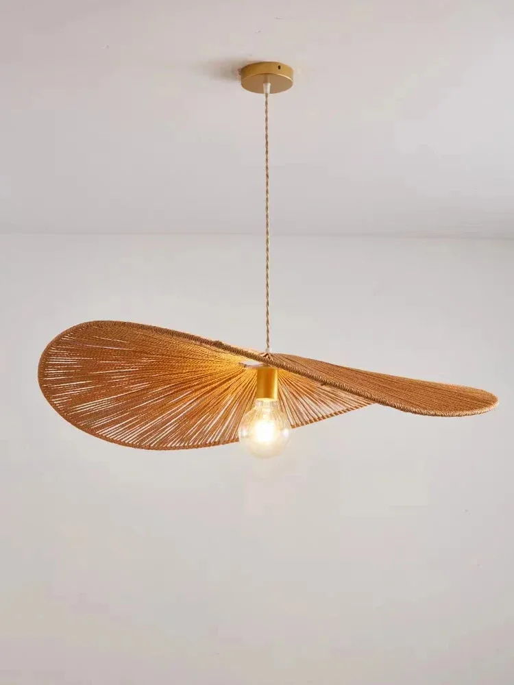 

Led Vertigo Hemp Rope Chandelier Nordic Modern Simple Pendent Lamp Living Dining Room Bedroom Bome Stay Retro Japanese Creative