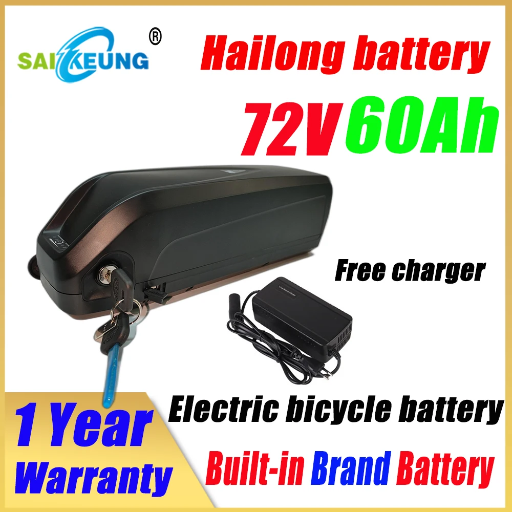 72 V Ebike Batttery Hailong 48V Bici Elettrica Moto 52V 60V 36V 20/23/24/25/30Ah/35/40/45/50/60Ah 3000W Scooter Bateria 72 V