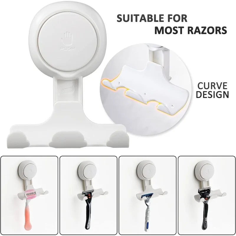 Suction Cup Hooks Powerful Vacuum Suction Hooks Removable and Reusable Shower Razor for Bathroom & Kitchen Shower