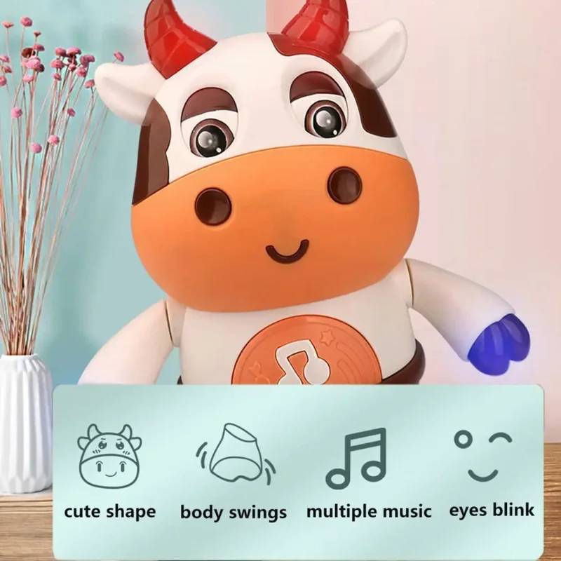 Little cute cow sing dance with music light swinging robots electric dolls children Baby early Educational Learning toys gifts 5
