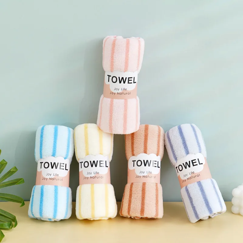

5 Pieces Baby Towels Set Stripe Coral Fleece Children's Towel 35x75cm Student Face Wash Towel