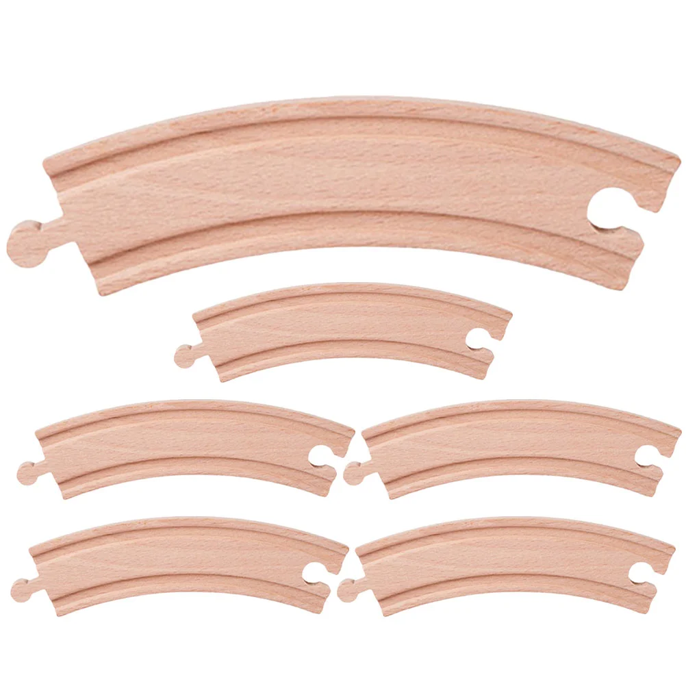 6 Pcs Puzzle Assembled Track Child Children&rsquo;s Toys Childrens Train Model Wooden Accessories Blocks