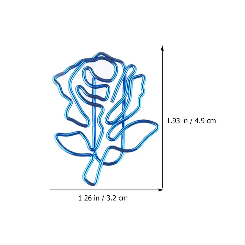 10Pcs 블루 로즈 모양의 종이 클립 창의적이고 섬세한 사진 클립 노트북 북마크 파일 클립 학생 교사 사무용