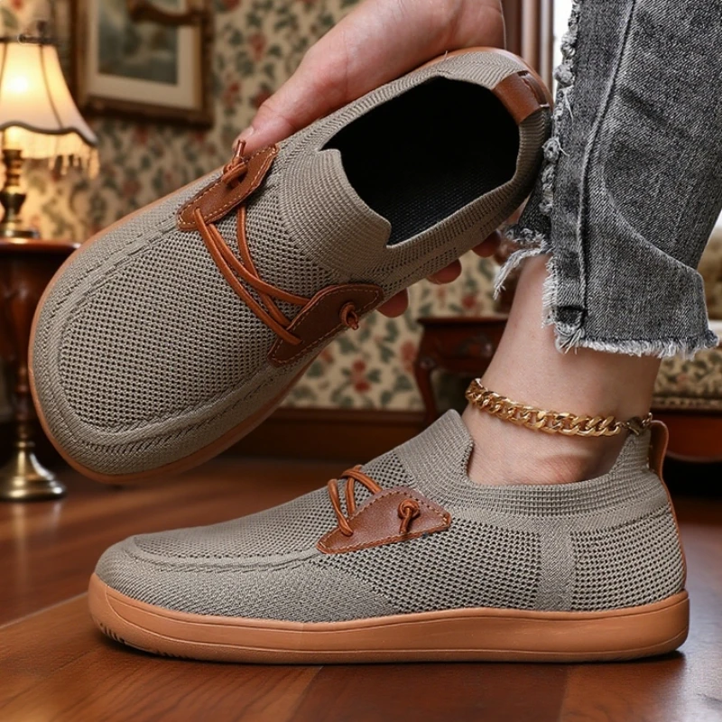 Soft Soled Wide Toe Shoes for Women Breathable Minimalist Anti Slip Walking Shoe Collar Drop Sole Anti Slip Mesh Shoes for Women