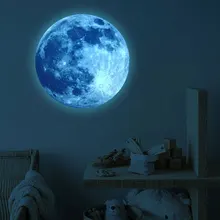 

20cm/30cm Luminous Moon 3D Wall Sticker for Living Room Bedroom Home Decals Decor Glow In The Dark Wall Stickers New