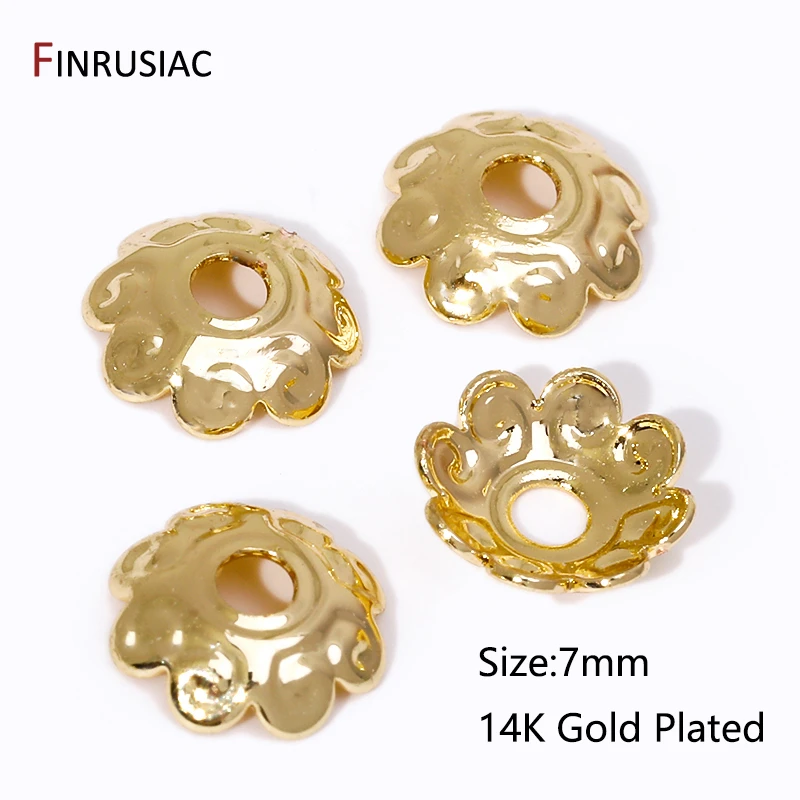 14 Karat/18 Karat vergoldet Messing Blume/Stern Perle End kappen für DIY Perlen Schmuck machen Ergebnisse Handarbeiten DIY Zubehör Großhandel – Detail 7