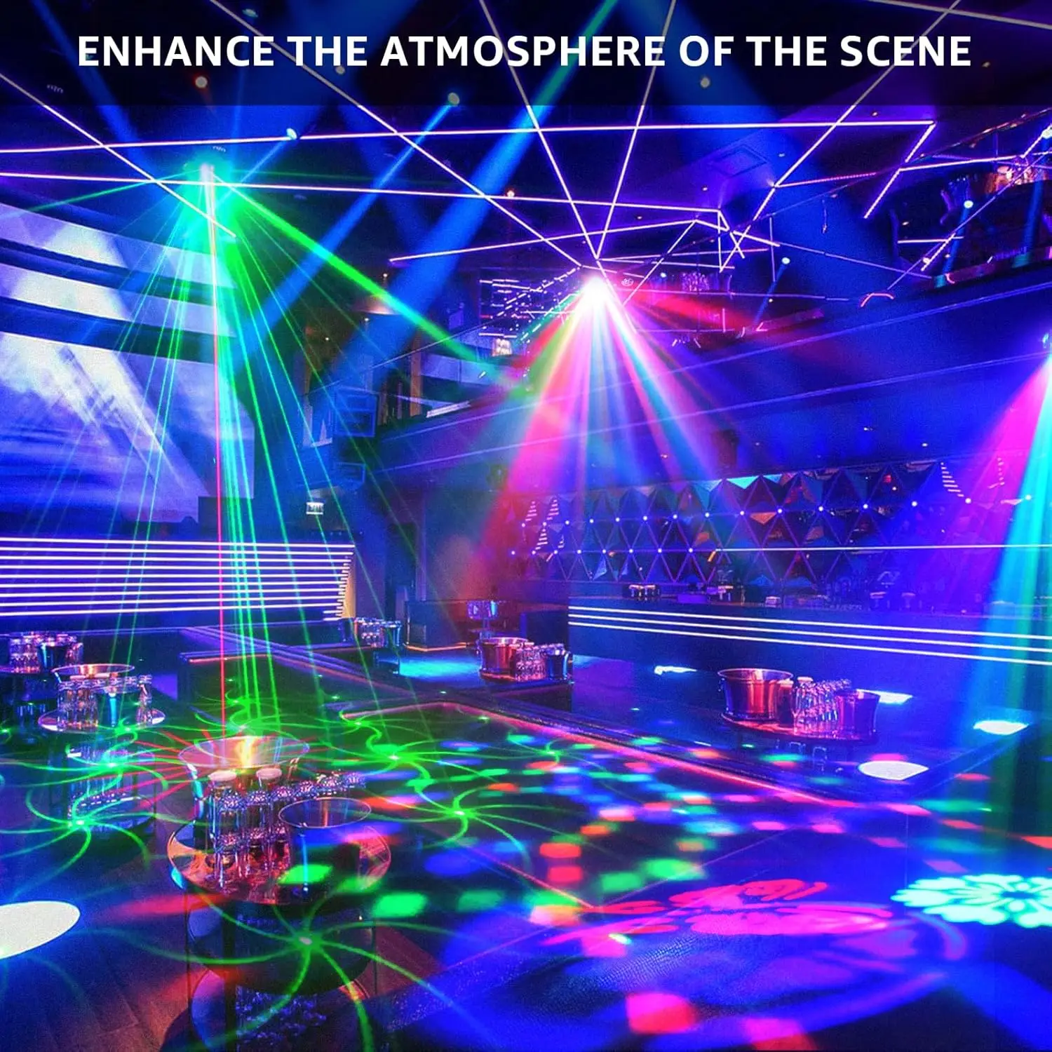 1pcs DJ Disco Carnival Light, Voice Control, Party Light RGB Projector with Remo