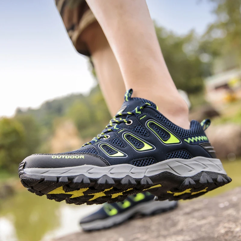 HIKEUP Men Hiking Shoes Outdoor Sport Male Wear-Resistant Tactical Climbing Trekking Sneakers Anti-Skid Shoes
