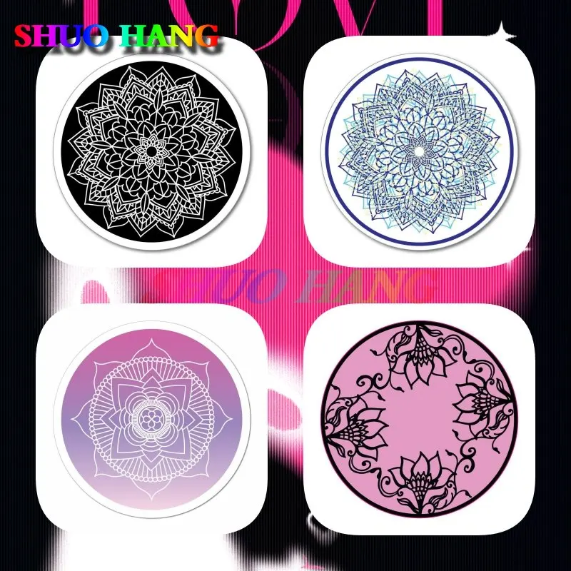 

Mandala Pattern Black White Circle Pretty Floral Henna Car Sticker Decal Hippie Henna Pattern Magical Flower Lotus