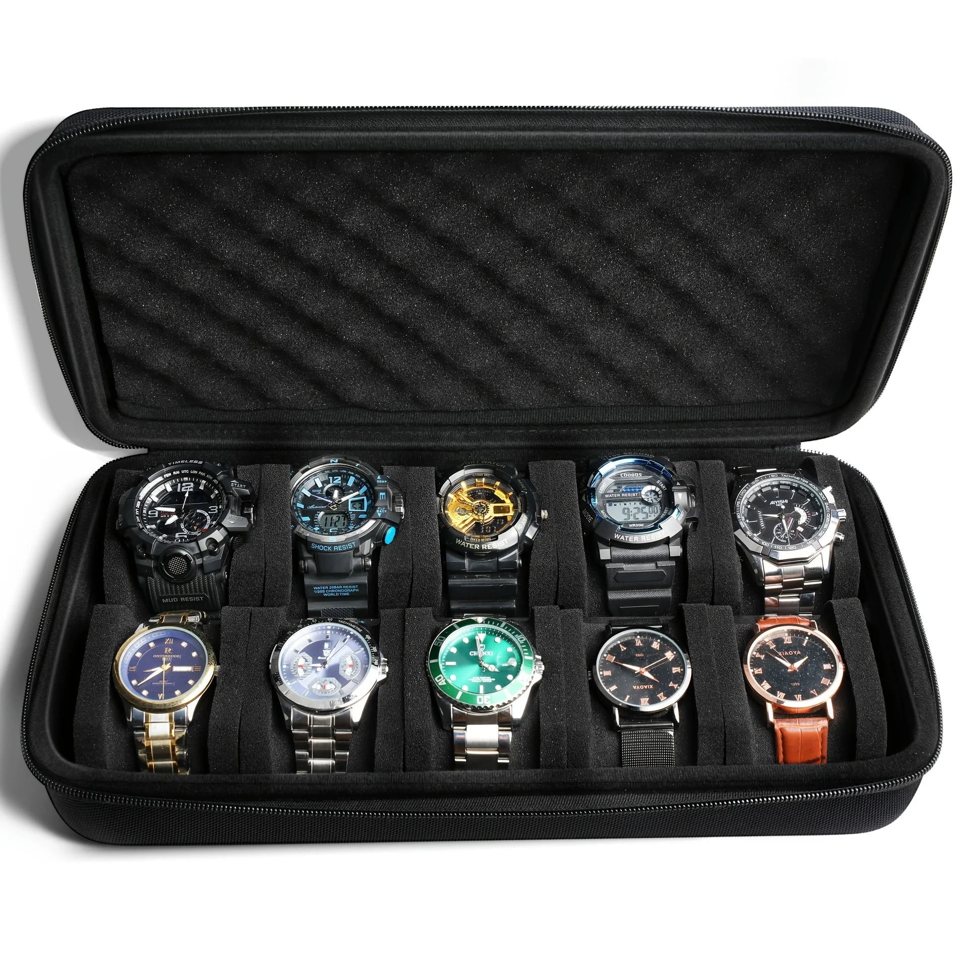 Portable Watch Storage Box Travel Zipper Case Watch Box 10 Slots Display Holder Organizer Case For Smartwatch Wristwatch watch storage box watch display stand