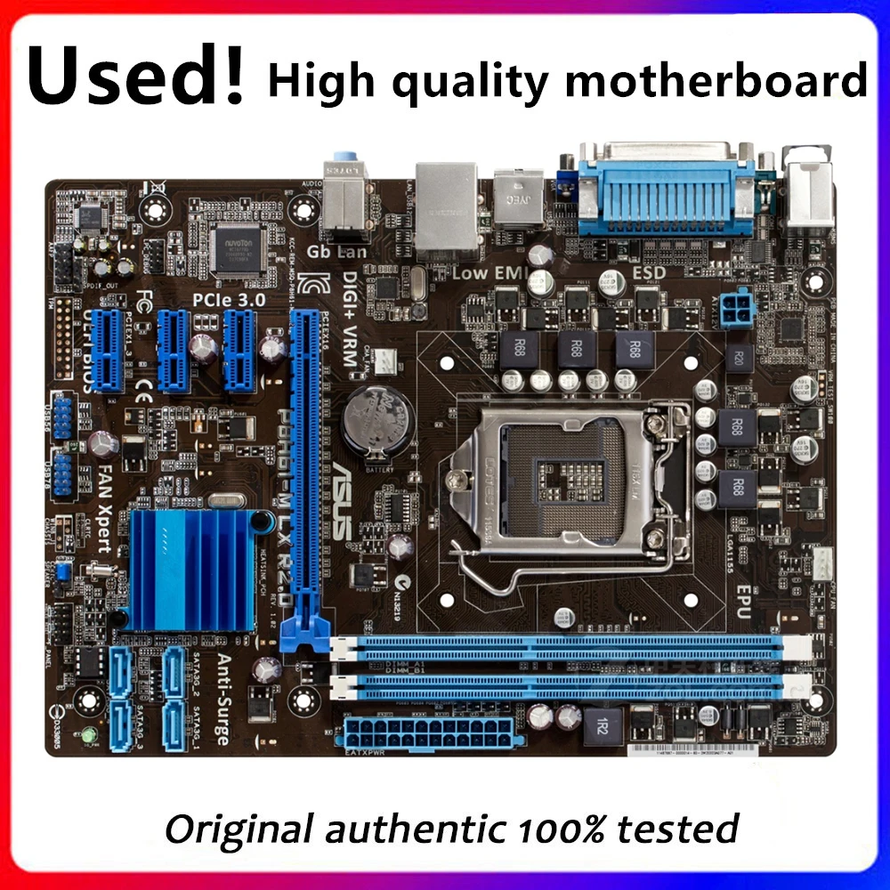 

For ASUS P8H61-M LX R2.0 Computer Motherboard LGA 1155 DDR3 For Intel H61 P8H61 Desktop Mainboard SATA II PCI-E X16 Used