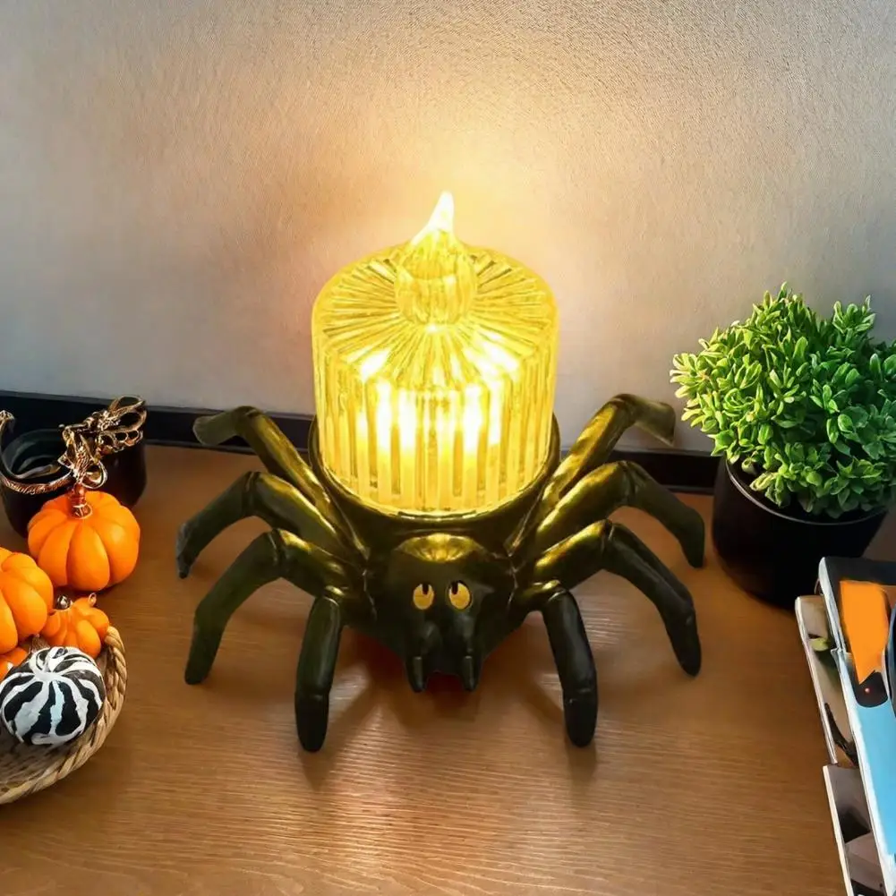 Halloween Candle Light Battery Operated Flameless LED Spider Tealights Electric Flickering Fake Candle Halloween Party Decor - Image 4