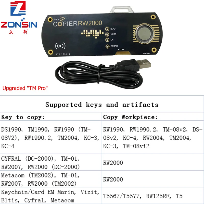 RW2000 TM RFID Duplicator Copiers and Touch Memory Keys RW1990 TM1990 iButton Copy 125KHz T5577 EM4305 EM4100 Keys Tag Cards RFID Card Writer RFID Copier Writer RFID Card Reader Writer RFID Duplicator Reader RFID Card Cloner RFID Card Duplicator