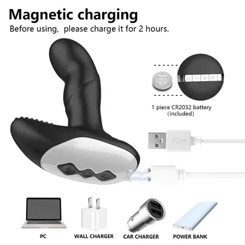 Vibrating Anal Toy for Men Prostate Massager Butt Plug Heating Finger Prostate Simulator Sex Toy for Women Men Anale Sex toys 3