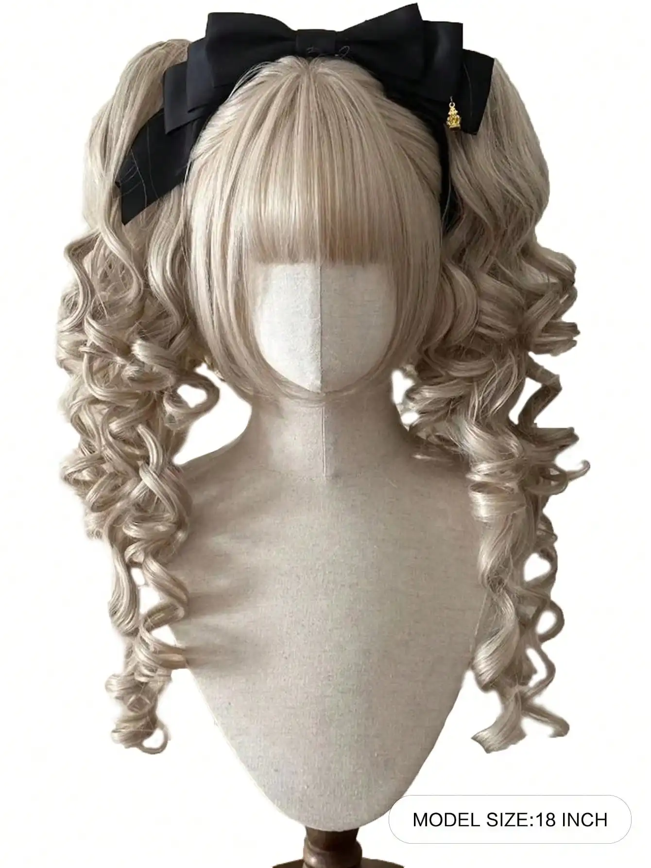 Synthetic Princess Cut Double ponytail Lolita Wig with Bangs Wig Girl Cute Ombre Blonde Brown Grey Cosplay Halloween Harajuku