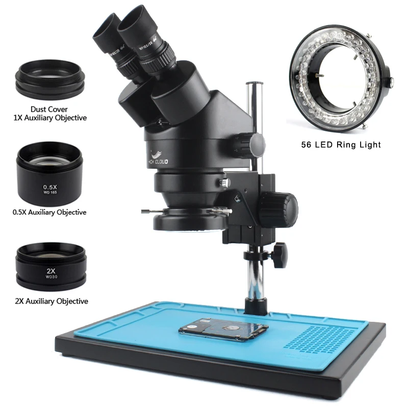 

3.5x-90x Industrial Binocular Stereo Microscope Magnification + 56 Adjustable LED Lights Professional Phone Soldering Repair