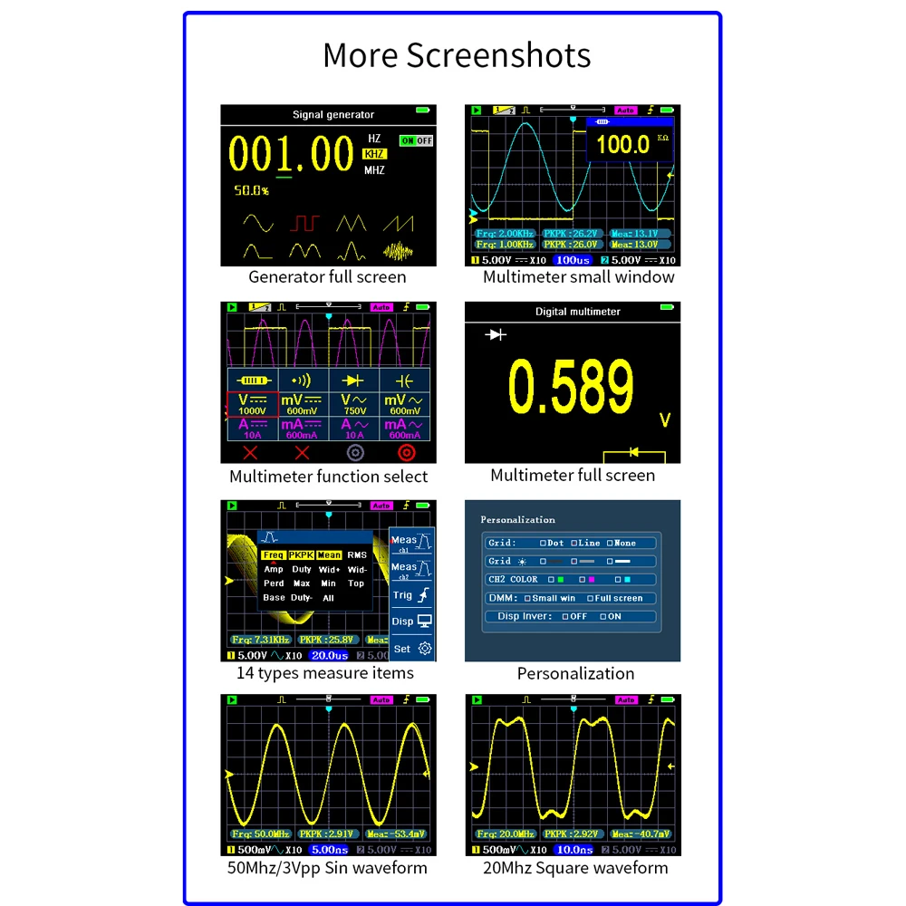 3in1 Dual Channel Oscillometer Signal Generator Machine 120Mhz Bandwidth 250MSa/s Sampling Rate Oscilloscope Multimeter DSO3D12 3