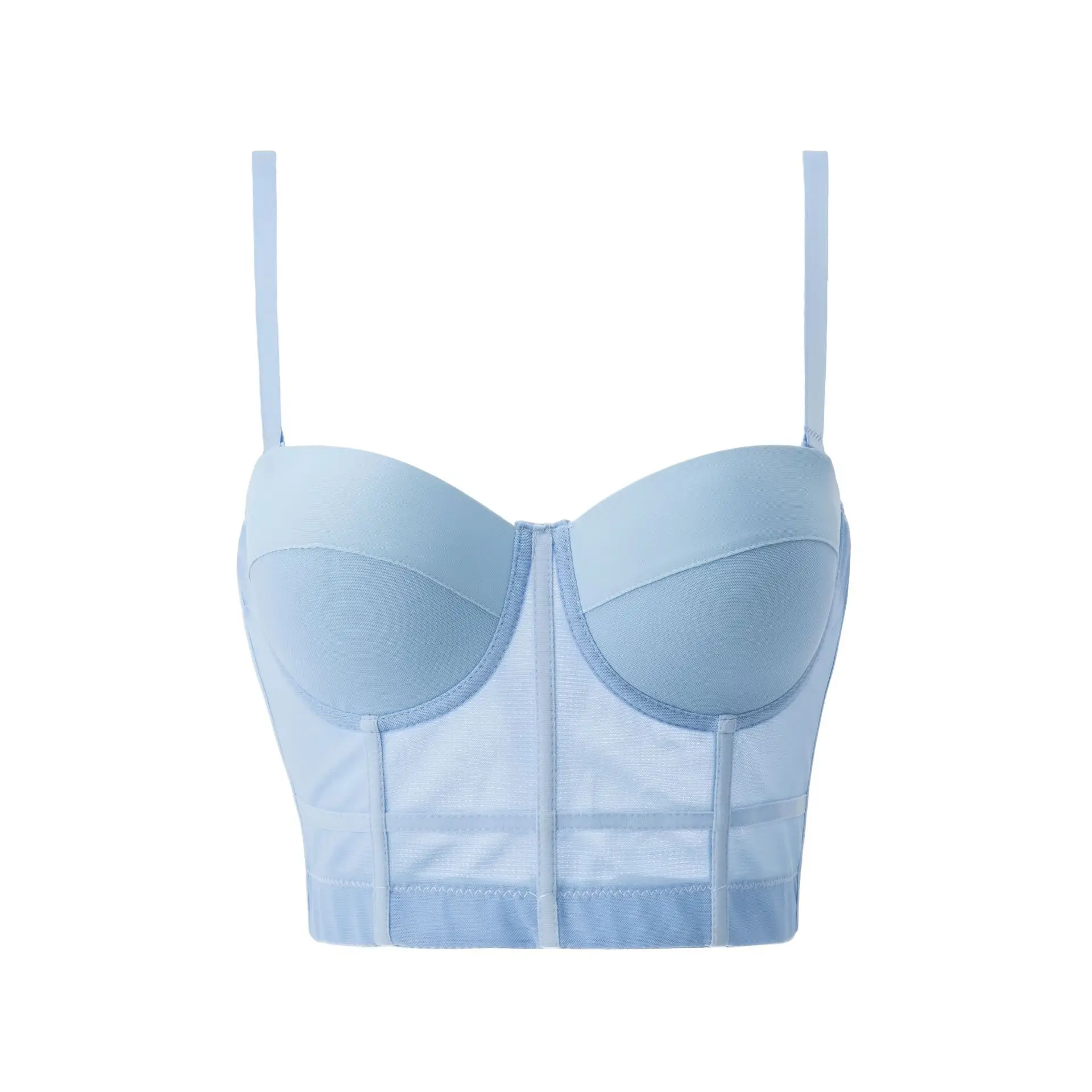 Women's Corset Fishbone Crop Tops with Bra 2024 Summer White Slim Solid Halter Bustier Tank Top Tunic Camisole Adjustable Strap