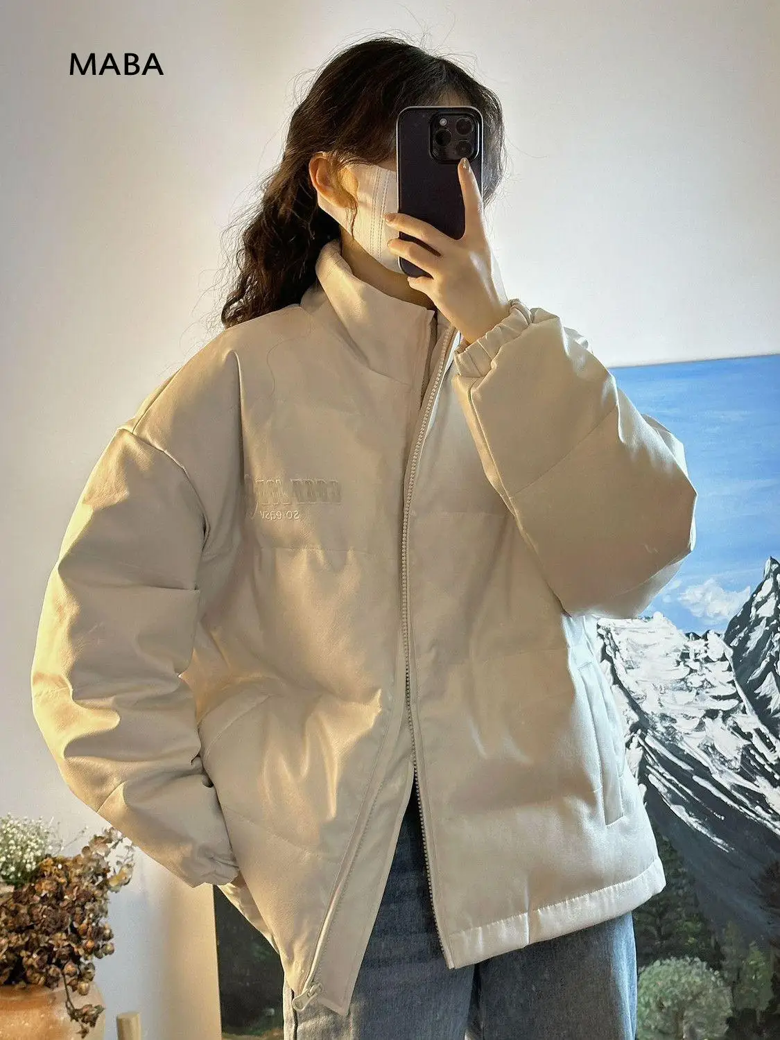 

New Winter Women Apricot Pu Leather Coat Stand Collar Long Sleeve Loose Moto Biker Faux Leather Parkas Korean Fashion Y2k Jacket