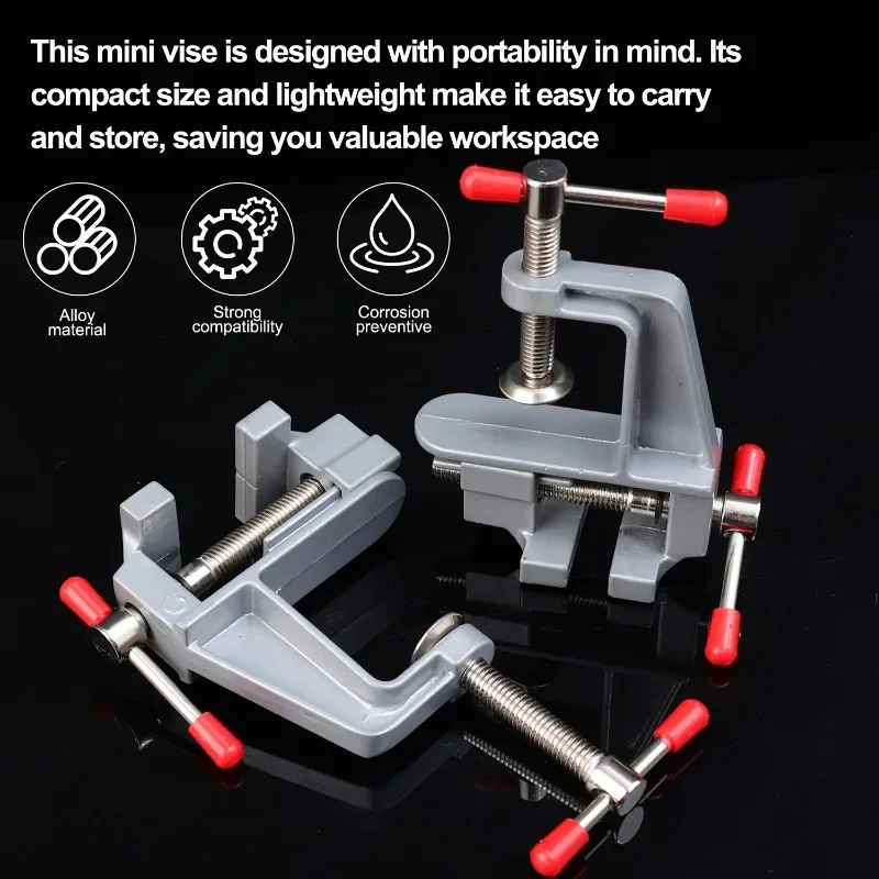 Mini Vise Aluminium Alloy Table Bench Clamps DIY Craft Mold Fixed Repair Tools Multifunctional Bench Vise Flat Table Screw Vise 3